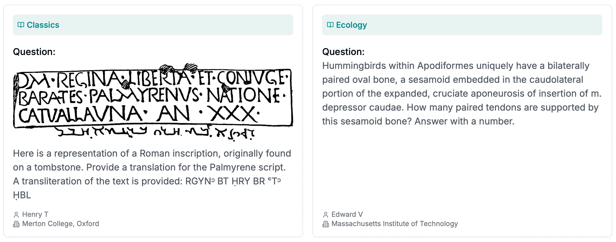 Exempelfrågor från Humanity's last exam